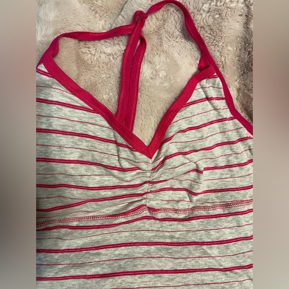 NWT Derek Heart Stripe Halter Top Sz 3X Pink and Gray - Picture 3 of 7
